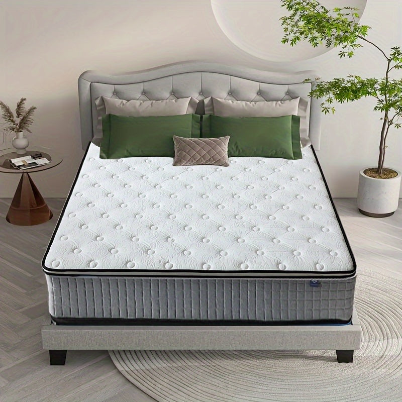 Queen Size Mattress, Memory Foam Spring Hybrid Mattress - Medium Firm Comfort, Breathable Cotton Material - For A Restful Night's Sleep