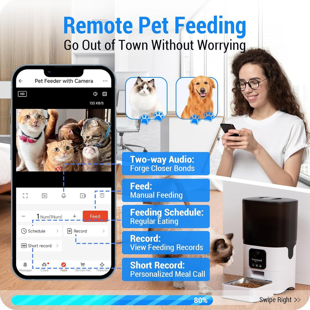 Automatic Cat Feeder with 5G WiFi: Automatic Dog Feeder Large Breed with 7L Dog Food Storage Container, Cat Food Dispenser with Alexa for Multiple Pets, Detachable for Easy Cleaning - 29 Cup