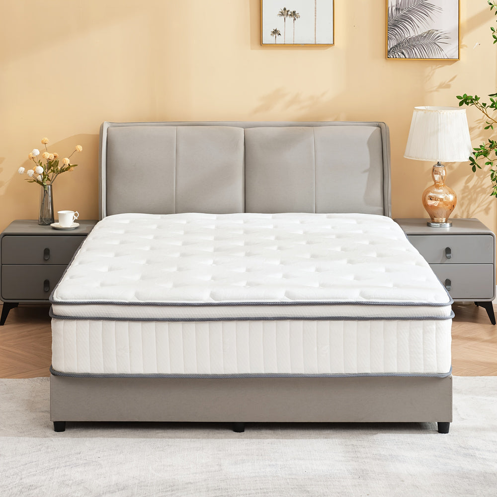 Queen Size Mattress, Hybrid Queen Mattress In A Box, Queen Bed Mattress With Memory Foam And Pocket Spring, Tight Top Medium Firm Feel, 60"*80"