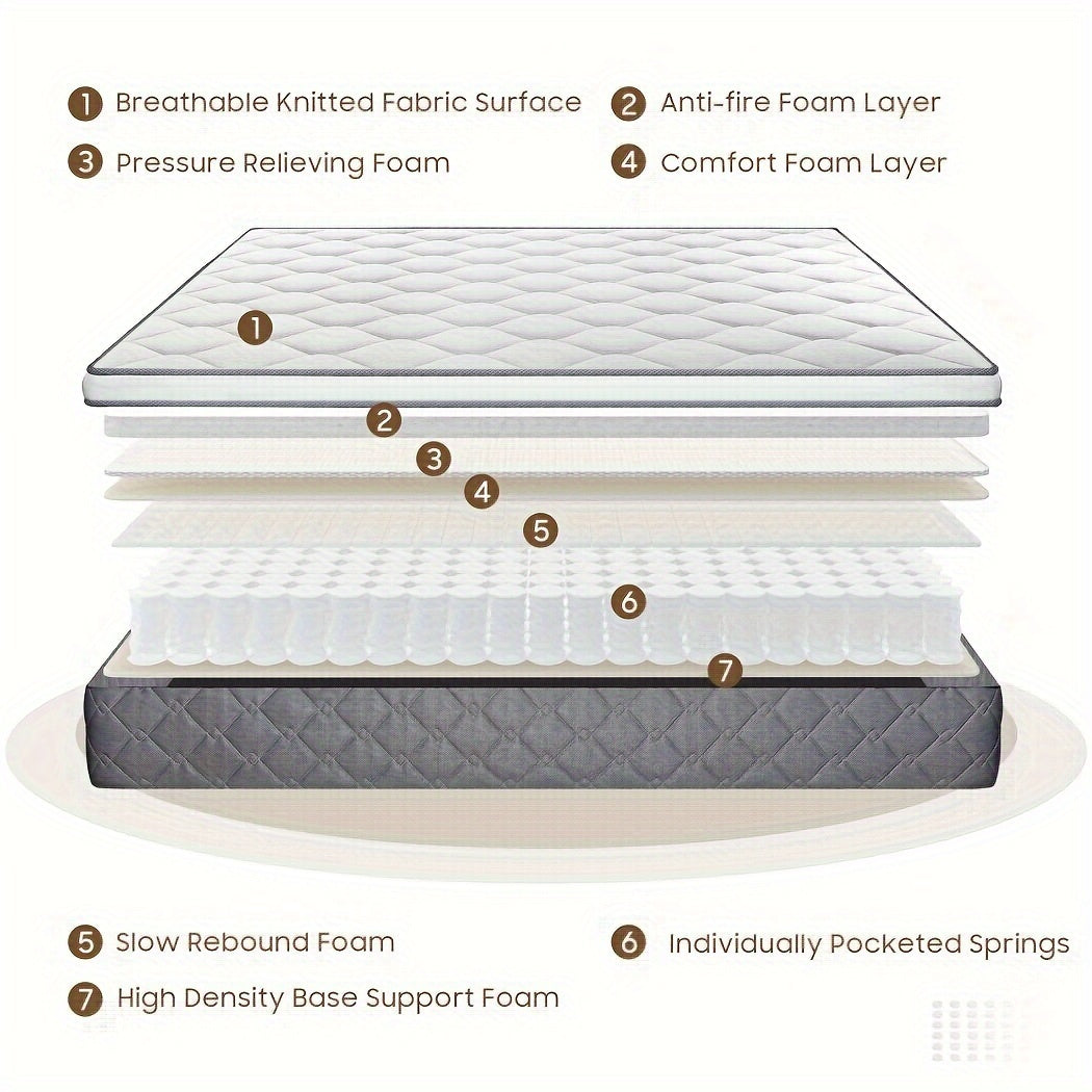 14 Inch Mattress Twin Full Queen King Size Hybrid Pocket Spring Mattresses In A Box