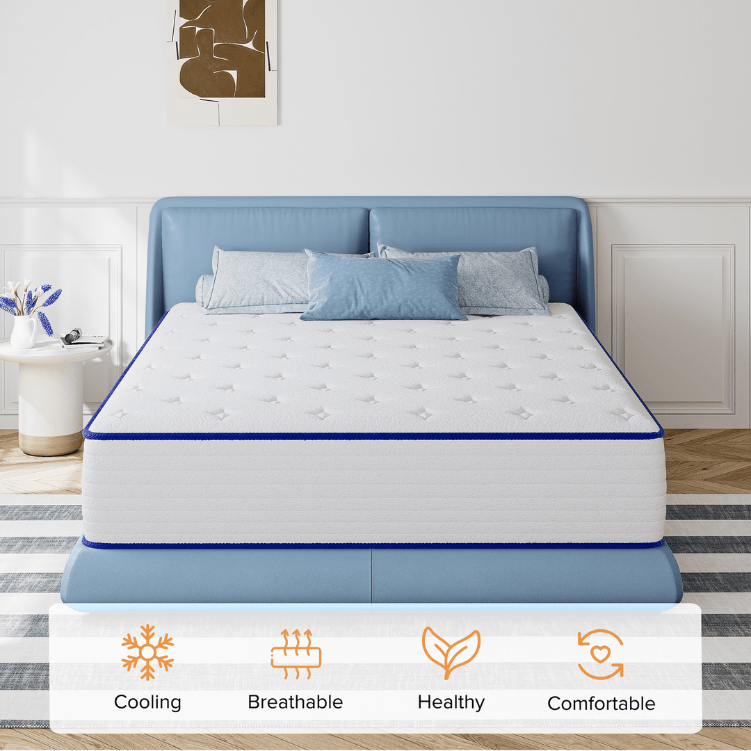 10-Inch Medium Firm Hybrid Mattress - Individual Pocket Springs & Cool Gel Memory Foam, Enhanced Edge Support, Motion Isolation, Pressure Relief - Mattress in a Box