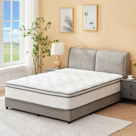 Queen Size Mattress, Hybrid Queen Mattress In A Box, Queen Bed Mattress With Memory Foam And Pocket Spring, Tight Top Medium Firm Feel, 60"*80"