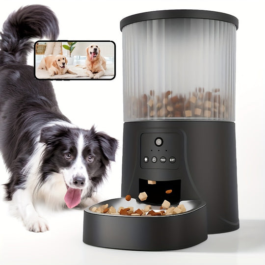 1.06gal Smart Pet Feeder with Camera, HD Video Recording, Multi-Phone Control, Two-Way Audio, WiFi, Dog Automatic Feeder with App Control and Timer, Battery/USB Powered, 36V or Below, No Battery Included