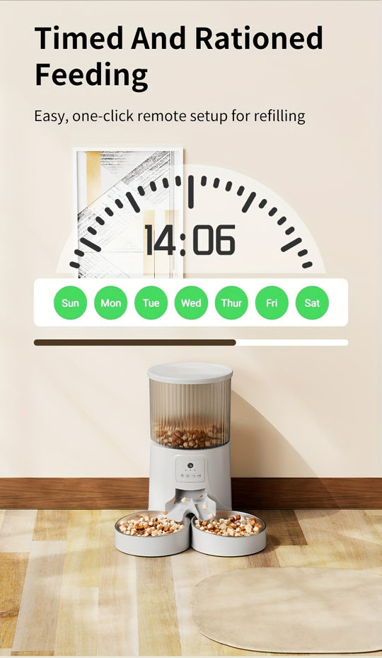 HD Camera Intelligent Pet Automatic Feeder with APP Control, Timed Feeding, Remote Voice & Video Interaction, Feeding Record Tracking, and Real-Time Updates