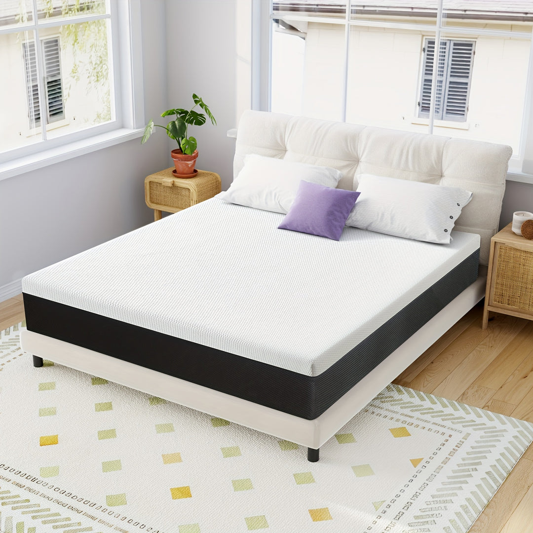 8 & 10 & 12 Inch Medium Feeling Gel Memory Foam Mattress Updated Structure, Fiberglass Free, Premium Foam, Breathable Fabric, Mattress In A Box, Lower Motion Transfer, Twin Full Queen King Size.