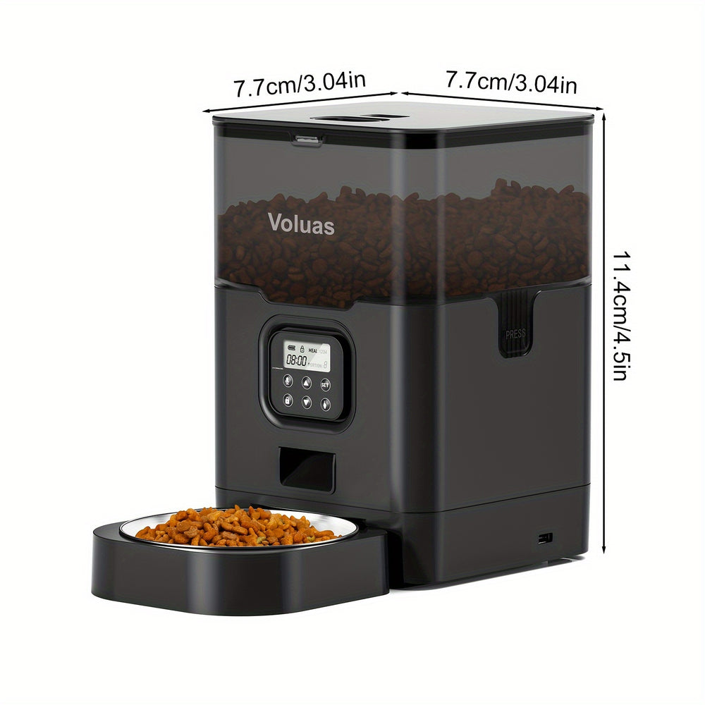 Automatic Cat Feeder - Dry Food Dispenser With Timer, Desiccant Bag, Programmable Portion Size Control 4 Meals Per Day, 10s Voice Recorder