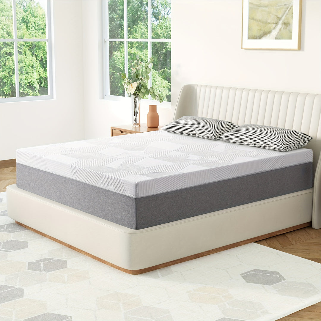 12 Inch Medium Feeling Memory Foam Mattress with Cooling Gel Foam and Comfort Foam to Release Body Pressure, Twin Full Queen King Size, Removable Washable Mattress Cover, Fiberglass Free, Mattress in A Box