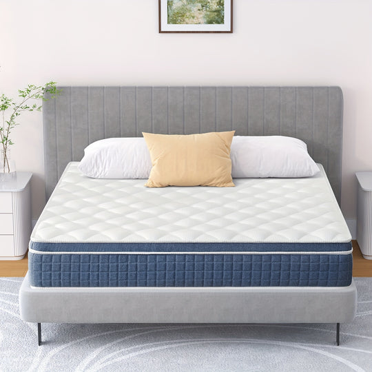 12 Inch Full Queen Size Medium Memory Foam Individual Spring Coils Hybrid Mattress, Restful Nights