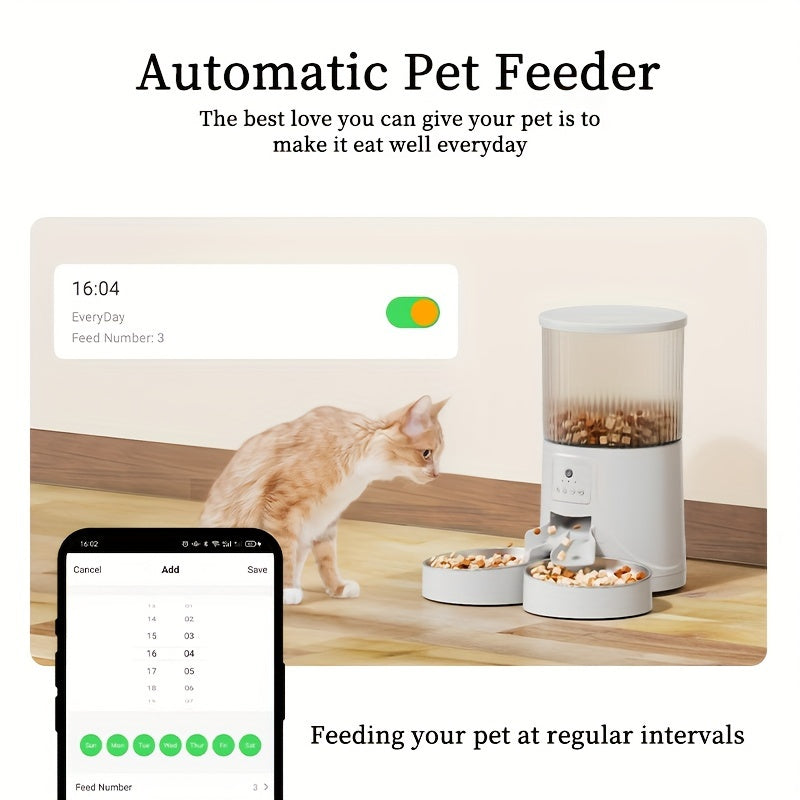 HD Camera Intelligent Pet Automatic Feeder with APP Control, Timed Feeding, Remote Voice & Video Interaction, Feeding Record Tracking, and Real-Time Updates