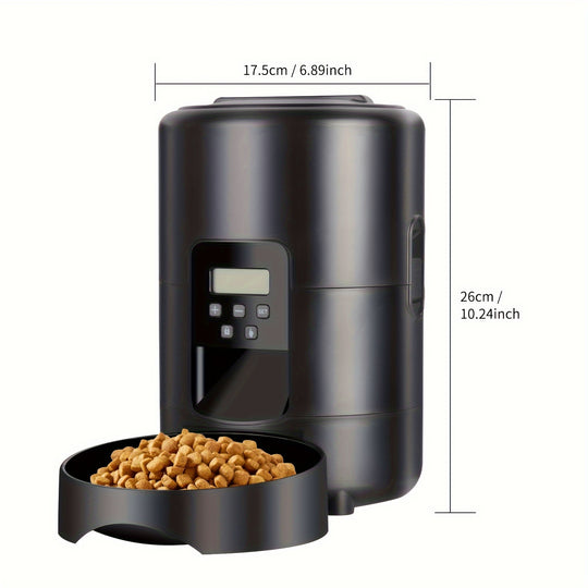 1pc 2L Automatic Smart Pet Feeder for Cats and Dogs, Dual Power Mode, Timed and Button Control, Intelligent Food Dispenser, Easy Clean, ≤36V - Ideal for Traveling and Working