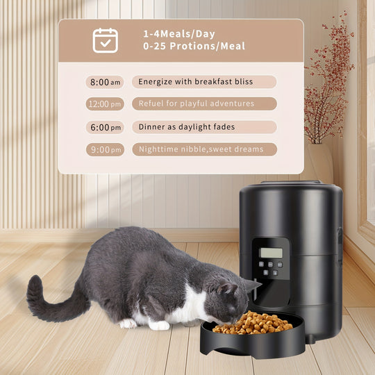 1pc 2L Automatic Smart Pet Feeder for Cats and Dogs, Dual Power Mode, Timed and Button Control, Intelligent Food Dispenser, Easy Clean, ≤36V - Ideal for Traveling and Working