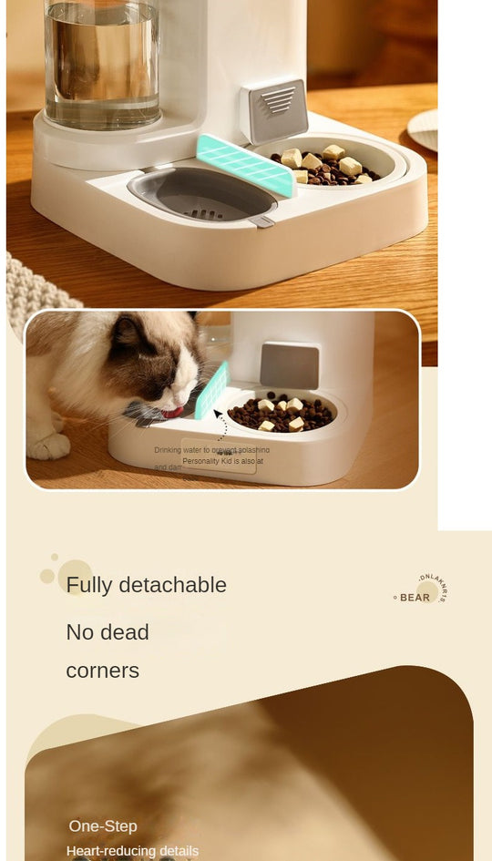 2-in-1 Large Capacity Automatic Pet Feeder - Self-Sustaining Food and Water Station with Dispenser for Indoor Cats - Convenient, Space-Saving, and Easy-to-Use Feeding Solution