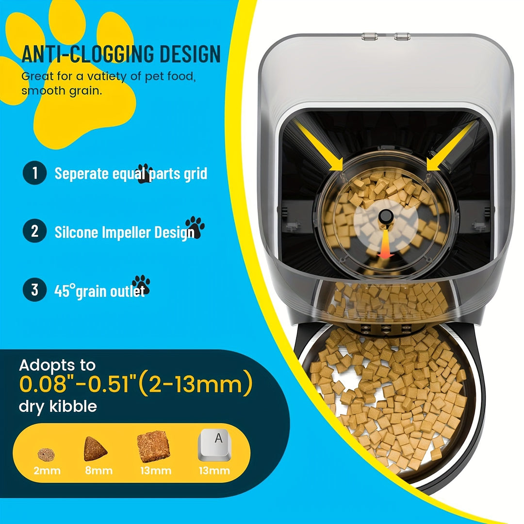 Elevated Automatic Cat Feeders, 19 Cup Timer Dry Food Dispenser for Cats and Dogs Pets with Desiccant Bag, Dog Feeder with Portion Control, Voice Recorder, 1 Pack