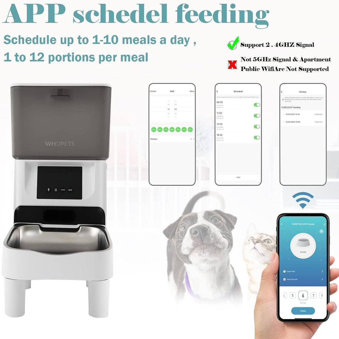 Automatic Cat Feeders, Timed Dog Food Dispenser with Stainless Steel Bowl and Feeding Mat, WiFi Enabled, APP Control, 10s Voice Recorder for Cats & Dogs -4L Pet Feeder