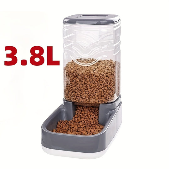 1pc/2pcs Large 3.8L Gravity Pet Feeder and Water Dispenser Set - Easy Refill Self-Feeding Station for Indoor Dogs & Cats, Hassle-Free Pet Feeding Supplies