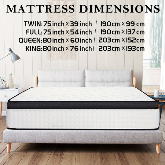 12" Hybrid Mattress Pocket Spring Mattresses Twin Full Queen King In A Box