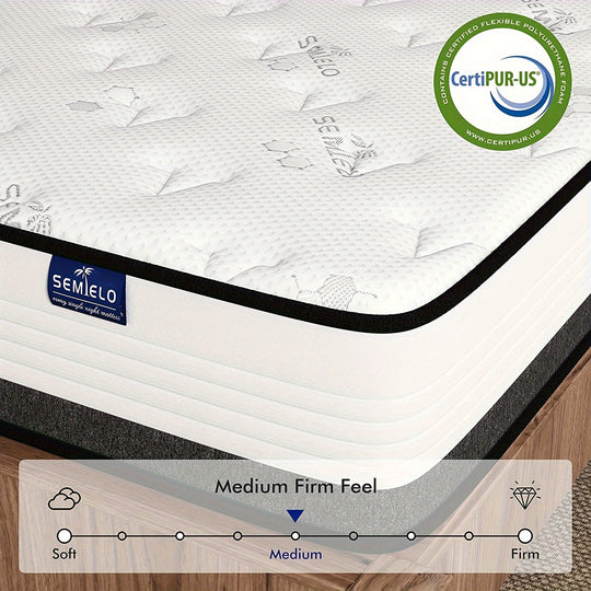 Queen Size Mattress 12 10 14 Inch, Full, Twin, King Size Memory Foam Hybrid Mattress Cool Sleep/Medium Firm/CertiPUR-US Certified, Pressure Relieving Bed Mattress In A Box With Individually Wrapped Coils