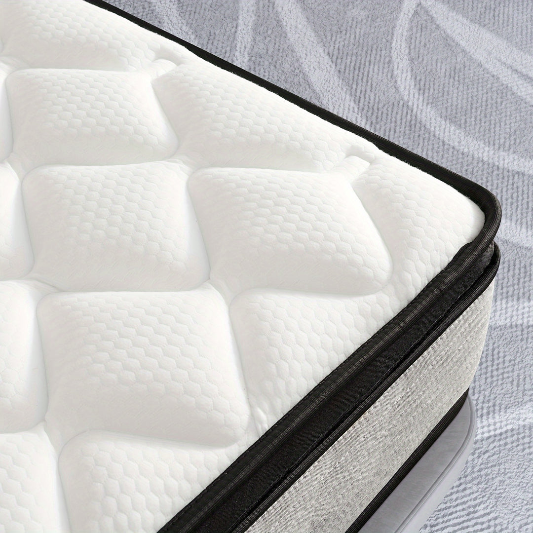 12 Inch Breathable Hybrid Mattress with Individual Spring Coils for Pressure Relief and Motion Isolation