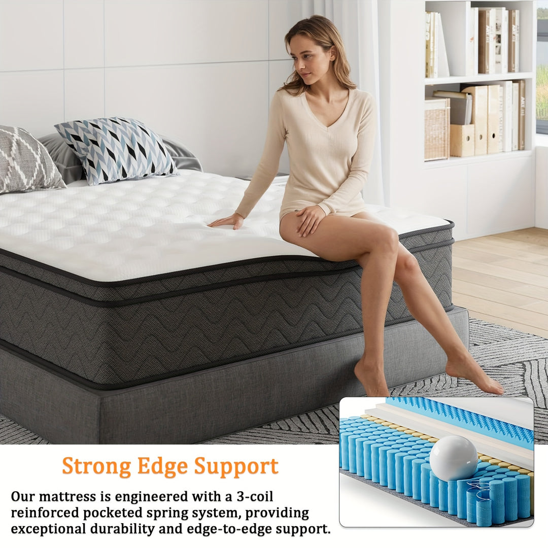 14" Gel Memory Foam Mattress, Mattress in a Box, Pocket Springs, Motion Isolation, Medium Firm, Provide Support and Improve Sleep Mattresses, CertiPUR-US, Twin/Full/Queen/King Size