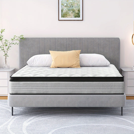 12 Inch Breathable Hybrid Mattress with Individual Spring Coils for Pressure Relief and Motion Isolation