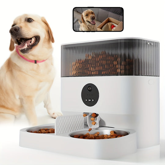 Large Capacity Automatic Dog Feeder, WiFi Cat Food Dispenser, with 1080P Camera, Can Feed 2 Cats and Dogs, 1.32gal Pet Feeder, APP Control, Two-way Audio, Dual Power, Three Versions, Ideal Gift for Pet Owners Does not include