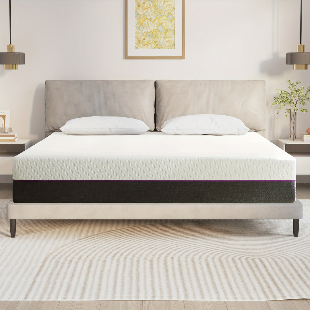 10 Inch Queen Size Gel Memory Foam Mattress for Cool Sleep and Pressure Relief - Bed-in-a-Box