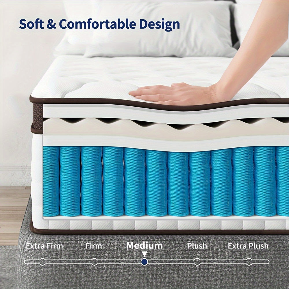 8"/10'/12"/14" Innersprings And Memory Foam Mattress, Hybrid Euro Top Mattress, Mattress In A Box, Twin/Full/Queen Size Optional