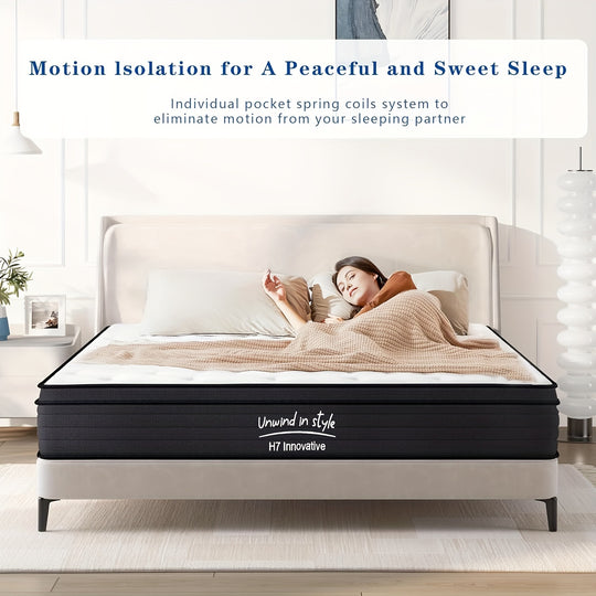 SogesSleep Queen Mattress, 12 Inch Hybrid Mattress Queen Size, Medium Firm Mattress With Memory Foam And Pocket Springs, Breathable Cover 10 Inch Queen Bed In A Box, 60"X80"X12"