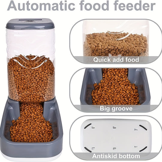 1pc/2pcs Large 3.8L Gravity Pet Feeder and Water Dispenser Set - Easy Refill Self-Feeding Station for Indoor Dogs & Cats, Hassle-Free Pet Feeding Supplies