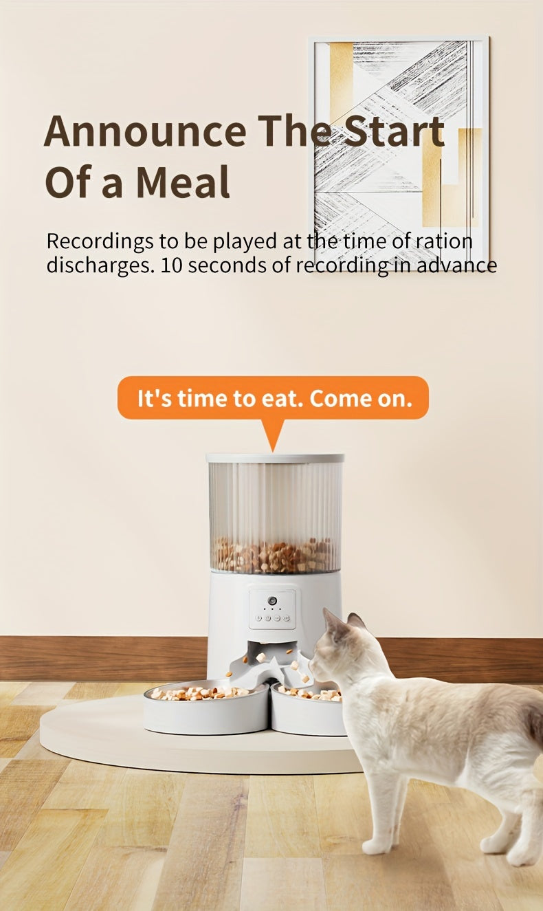 HD Camera Intelligent Pet Automatic Feeder with APP Control, Timed Feeding, Remote Voice & Video Interaction, Feeding Record Tracking, and Real-Time Updates