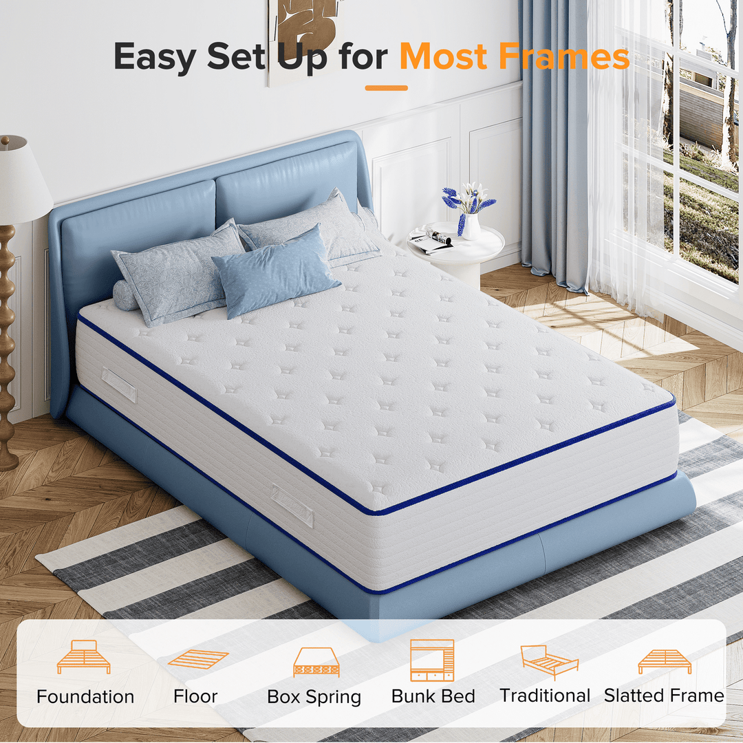 10-Inch Medium Firm Hybrid Mattress - Individual Pocket Springs & Cool Gel Memory Foam, Enhanced Edge Support, Motion Isolation, Pressure Relief - Mattress in a Box