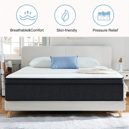 {Great Sale!!!} 12" Queen Individual Pocketed Coil Mattress, Hybrid Mattress, Edge Support, No Spring Touch, Soft And Comfortable Surface.