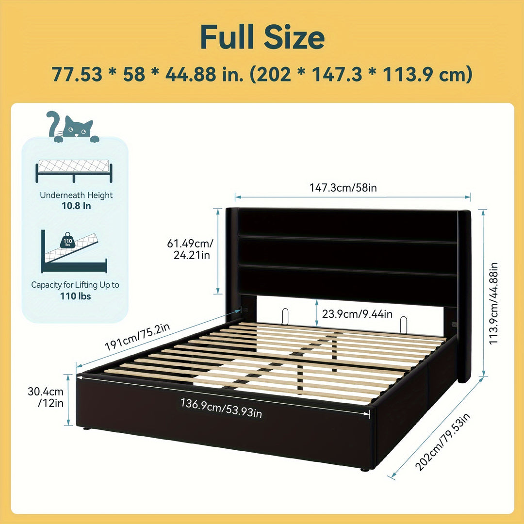 HOOMIC Lift Up Storage Bed, Hydraulic Storage, Noiseless, Full/Queen/King Size