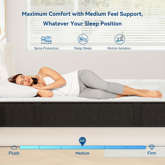 Mattress 10 Inch, 12 Inch Gel Memory Foam Mattress For Cool Sleep, Medium Firm Mattresses Bed In A Box, Certified Safe Foams & Fabric Mattress For Support Comfort, Fiberglass Free