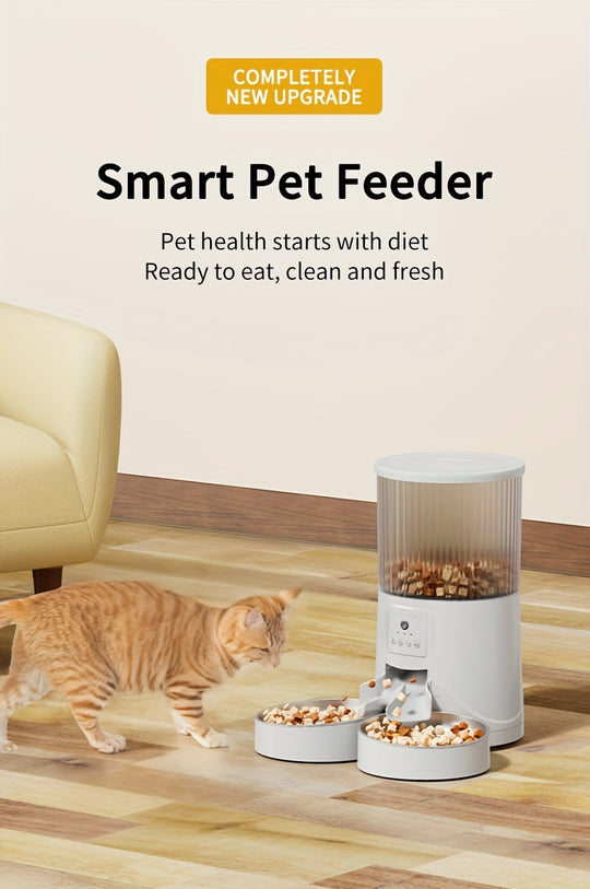 HD Camera Intelligent Pet Automatic Feeder with APP Control, Timed Feeding, Remote Voice & Video Interaction, Feeding Record Tracking, and Real-Time Updates