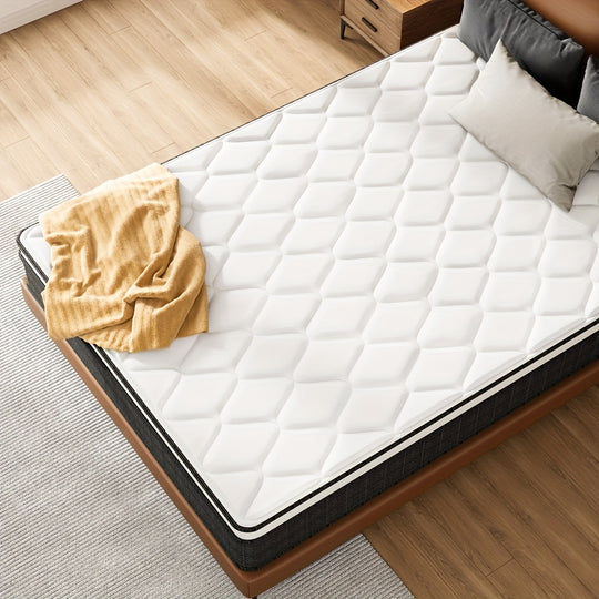 10 Inch Hybrid Medium Firm, King/Queen/Full/Twin Size Mattress, Individual Pocket Springs, CertiPUR-US Certified Memory Foam, Mattress in a Box for Pressure Relief & Cooler Sleep.