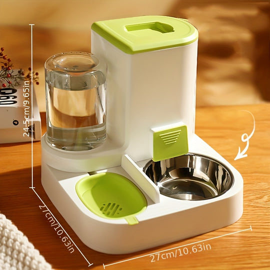 2-in-1 Large Capacity Automatic Pet Feeder - Self-Sustaining Food and Water Station with Dispenser for Indoor Cats - Convenient, Space-Saving, and Easy-to-Use Feeding Solution