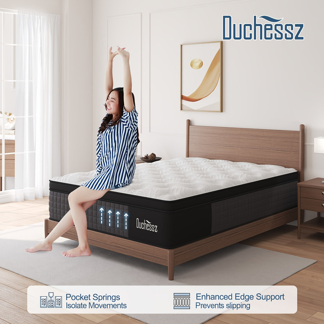 Duchess 14" Twin Full Queen King Size Mattress In A Box Hybrid Pocket Spring Gel Memory Foam Mattresses, Motion Isolation Medium Firm