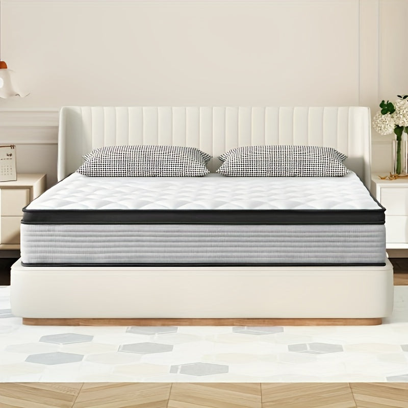 Queen Mattress, 12 Inch Hybrid Mattress In A Box With Gel Memory Foam, Fiberglass-Free Medium Firm Mattress, Individual Pocket Spring For Motion Isolation, Edge Support