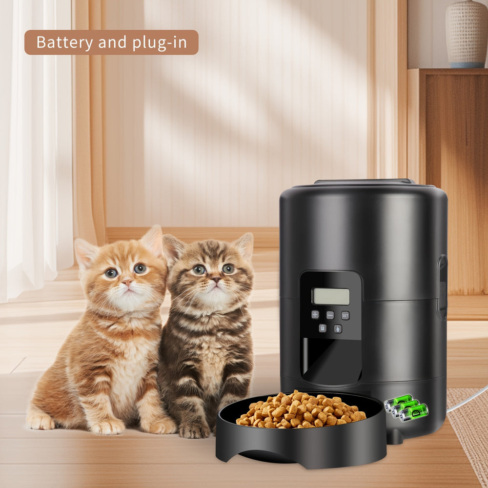 1pc 2L Automatic Smart Pet Feeder for Cats and Dogs, Dual Power Mode, Timed and Button Control, Intelligent Food Dispenser, Easy Clean, ≤36V - Ideal for Traveling and Working