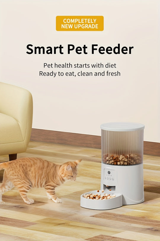 1.06gal Smart Pet Feeder with Camera, HD Video Recording, Multi-Phone Control, Two-Way Audio, WiFi, Dog Automatic Feeder with App Control and Timer, Battery/USB Powered, 36V or Below, No Battery Included