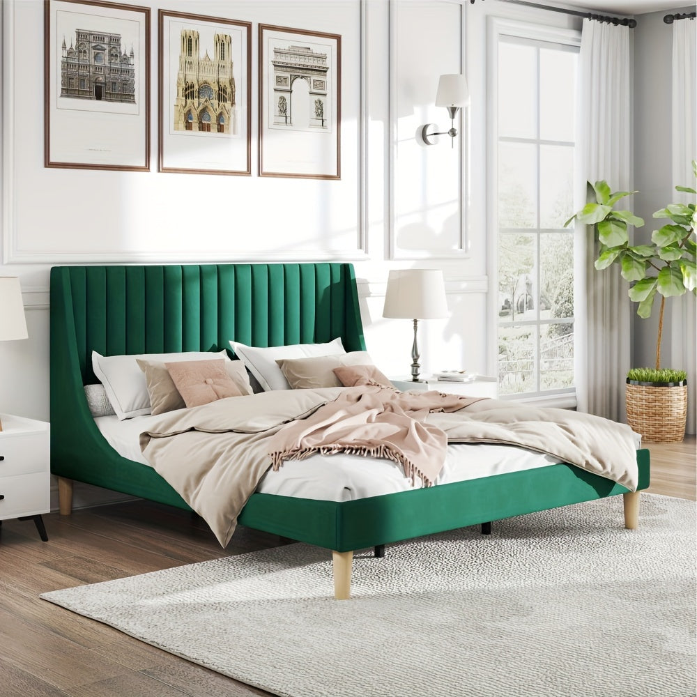 King Size Bed Frame with Upholstered Platform