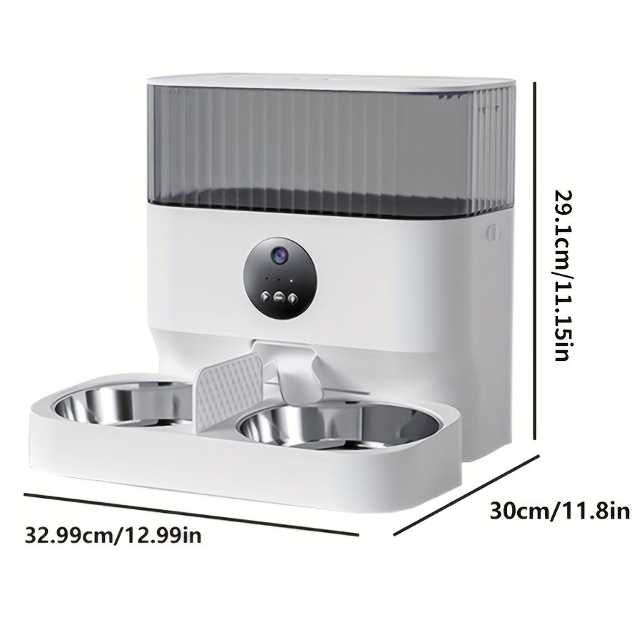 Large Capacity Automatic Dog Feeder, WiFi Cat Food Dispenser, with 1080P Camera, Can Feed 2 Cats and Dogs, 1.32gal Pet Feeder, APP Control, Two-way Audio, Dual Power, Three Versions, Ideal Gift for Pet Owners Does not include