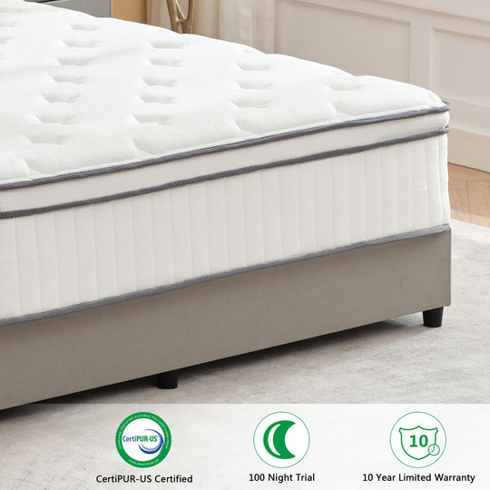 Queen Size Mattress, Hybrid Queen Mattress In A Box, Queen Bed Mattress With Memory Foam And Pocket Spring, Tight Top Medium Firm Feel, 60"*80"