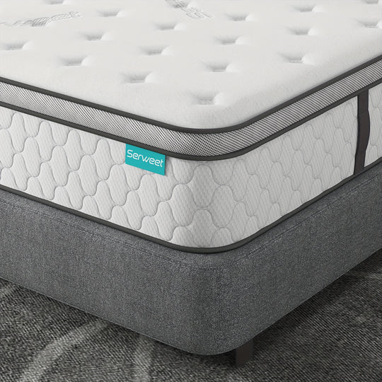 8/10/12 Inches Twin Full Queen Mattress, Memory Foam and Pocket Springs, Hybrid Mattress, Euro Top, Heavier Coils for Durable Support, Medium Firmness