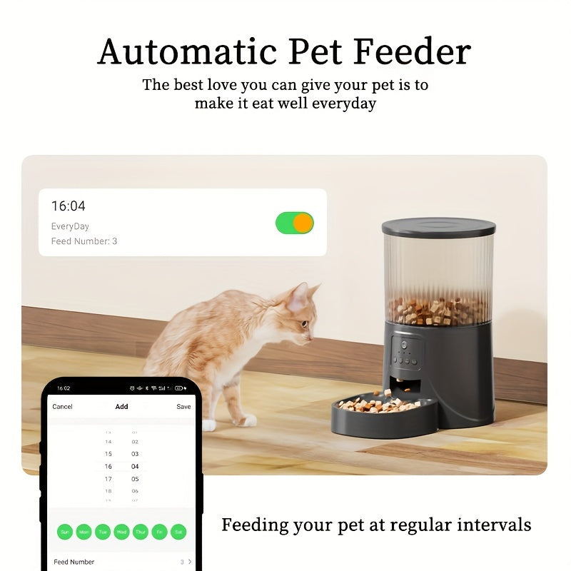 1.06gal Smart Pet Feeder with Camera, HD Video Recording, Multi-Phone Control, Two-Way Audio, WiFi, Dog Automatic Feeder with App Control and Timer, Battery/USB Powered, 36V or Below, No Battery Included