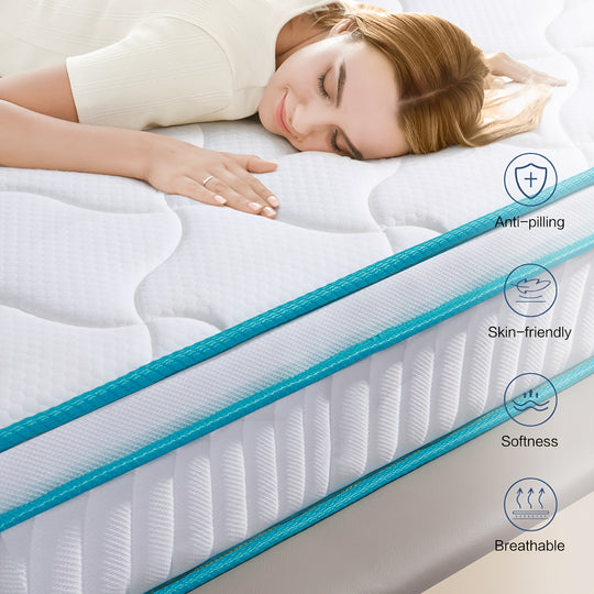 Memory Foam Hybrid Mattress, 10/12in Thickness Mattress Full, Queen, King Size in a Box, with Individual Pocket Spring for Motion Isolation & Silent Sleep, Pressure Relief, Plush Texturea mattress.