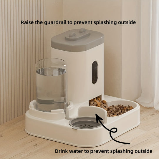 Universal Pet Feeder Station - Automatic Cat Feeder and Water Dispenser for Cats and Dogs - Easy-to-Clean Plastic Material, No Battery Required, Uncharged, Space-Saving Design