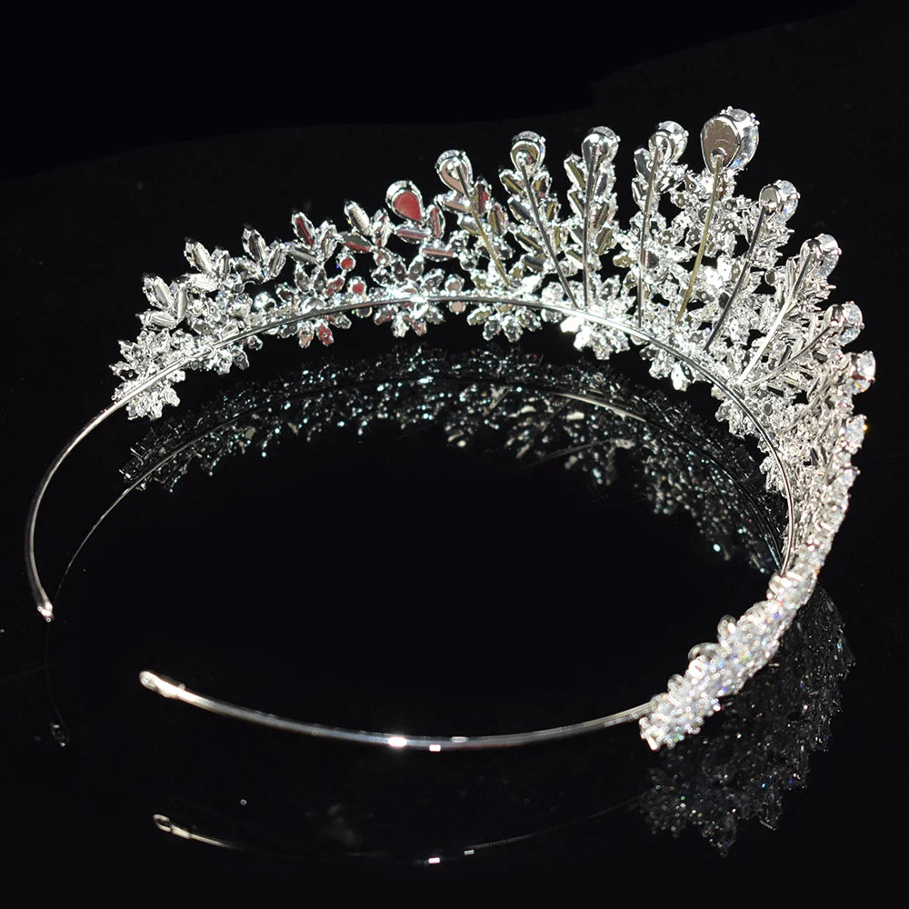 Shiny Bridal Jewelry Tiaras Large AAA Cubic Zirconia Water Drop Crown Crystal Headband Headband Crown Wedding Hair Accessory