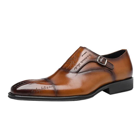 Handmade Men's Monk Strap Oxford Shoes, Genuine Leather with Buckle, Formal Dress Footwear for Men